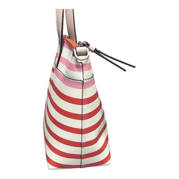 AUTHENTIC KATE SPADE ♠️ NEW YORK PATRICE TROPICAL STRIPE pink & orange tote bag - Picture 3 of 10